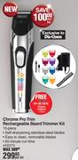 Wahl Chrome Pro Trim Rechargeable Beard Trimmer Kit 13 Piece-Per Kit