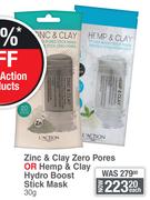 Laction Zinc & Clay Zero Pores Or Hemp & Clay Hydro Boost Stick Mask-30g Each