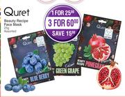 Quret Beauty Recipe Face Mask Assorted-For 3 x 25g