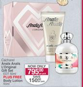 Cacharel Anais Anais L'Original Gift Set EDT 50ml Plus Free Body Lotion 50ml-Per Pack