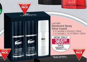 Lacoste Deodorant Spray Value 3 Pack-Per Pack