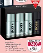 Hugo Boss Deodorant Spray Value 4 Pack-Per Pack