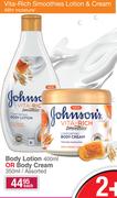 Johnson's Vita Rich Body Lotion 400ml Or Body Cream Assorted-350ml Each