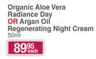 Nivea Naturally Good Organic Aloe Vera Radiance Day Or Argan Oil Regenerating Night Cream-50ml Each