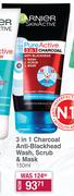Garnier Pure Active 3 In 1 Charcoal Anti-Blackhead Wash, Scrub & Mask-150ml