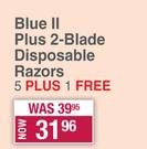 Gillette Blue II Plus 2-Blade Disposable Razors (5+1)
