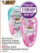 BIC Miss Soleil 3 Blade Disposable Razors 4's Pack-For 1