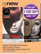 Renew Colour Infusion Permanent Hair Colour Creme Or Highlights Hair Colour Kit-For 2