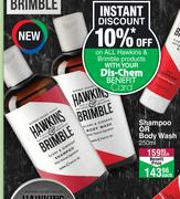 Hawkins & Brimble Shampoo Or Body Wash-250ml Each
