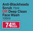 Nivea Men Anti-Blackheads Scrub 75ml Or Deep Clean Face Wash-100ml Each