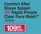 Nivea Men Comfort After Shave Splash Or Rapid Pimple Clear Face Wash-100ml Each