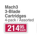 Gillette Mach3 3-Blade Cartridges (Assorted)-4's Per Pack 