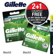 Gillette Mach3 3-Blade Cartridges (Assorted)-4's Per Pack 