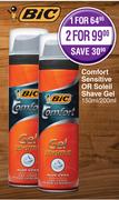 Bic Comfort Sensitive Or Soleil Shave Gel-150ml/ 200ml x For 1