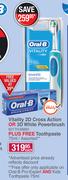 Oral-B Vitality 2D Cross Action Or 3D White Powerbrush + Free Toothpaste 75ml