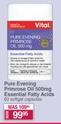 Vital Pure Evening Primrose Oil 500mg Essential Fatty Acids-60 Softgel Capsules