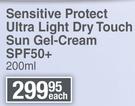 Eucerin Sun Protection Sensitive Protect Ultra Light Dry Touch Sun Gel Cream SPF50+-200ml Each