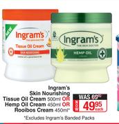 Ingram's Skin Nourishing Tissue Oil Cream 500ml Or Hemp Oil Cream 450ml Or Rooibos Cream 450ml-Each