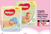 Huggies Pure Or Natural Care Baby Wipes 4 x 56 Wipes-Per Pack