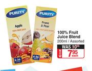Purity 100% Fruit Juice Blend (Assorted)-200ml Each