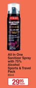 EF-Active All In One Sanitizer Spray With 75% Alcohol Sports & Travel Pack-85ml Each