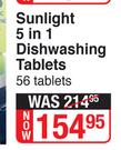 Sunlight 5 In 1 Dishwashing Tablets 56 Tablets