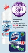 Domestos Bleach Assorted 750ml Plus Rimblock 55g-Both For