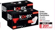 Kotex Everyday Pantyliners 40 Pack Scented Or Unscented-Per Pack