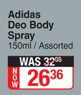 Adidas Deo Body Spray Assorted-150ml