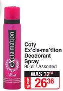 Coty Exclamation Deodorant Spray Assorted-90ml