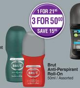 Brut Anti Perspirant Roll On Assorted-For 3 x 50ml