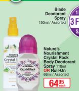 Nature's Nourishment Crystal Rock Body Deodorant Spray 118ml Or Roll On 66ml/Assorted-Each