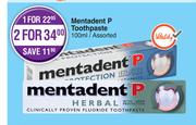 Mentadent P Toothpaste Assorted-100ml