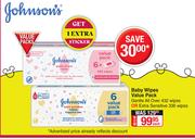Johnson's Baby Wipes Value Pack (Gentle All Over 432 Wipes Or Extra sensitive 336 Wipes)-Each