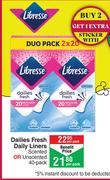 Libresse Dailies Fresh Daily Liners-40 Per Pack