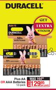 Duracell Plus AA Or AAA Batteries-12 Per Pack