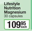 Lifestyle Nutrition Magnesium 30 Capsules-Each