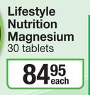 Lifestyle Nutrition Magnesium 30 Tablets-Each