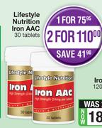 Lifestyle Nutrition Iron AAC 30 Tablets-For 2