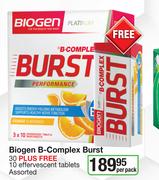 Biogen B-Complex Burst 30 Plus Free 10 Effervescent Tablets Assorted-Per Pack