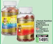 Lifestyle Nutrition Vegetarian Multivitamin & Mineral Or Vitamin C Gummy Bears 120 Bears-Each