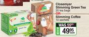 Closemyer Slimming Green Tea 20 Tea Bags Or Slimming Coffee 10 Sachets-Each