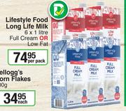 Lifestyle Food Long Life Milk Full Cream Or Low Fat-6 x 1L Per Pack