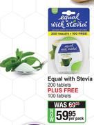Equal With Stevia 200 Tablets Plus Free 100 Tablets-Per Pack