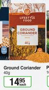 Lifestyle Food Ground Coriander-40g Each