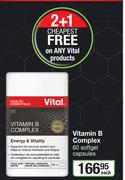 Vital  Vitamin B Complex 60 Softgel Capsules-Each