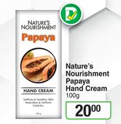 Nature's Nourishment Papaya Hand Cream-100g