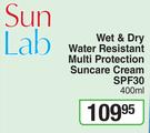 Sun Lab Wet & Dry Water Resistant Multi protection Suncare Cream SPF30-400ml