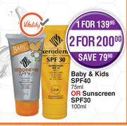 Xeroderm Baby & Kids SPF40 75ml Or Sunscreen SPF30 100ml-For Any 1