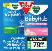 VapoRub Value Pack 100g Or BabyRub Value Pack 90g-Each